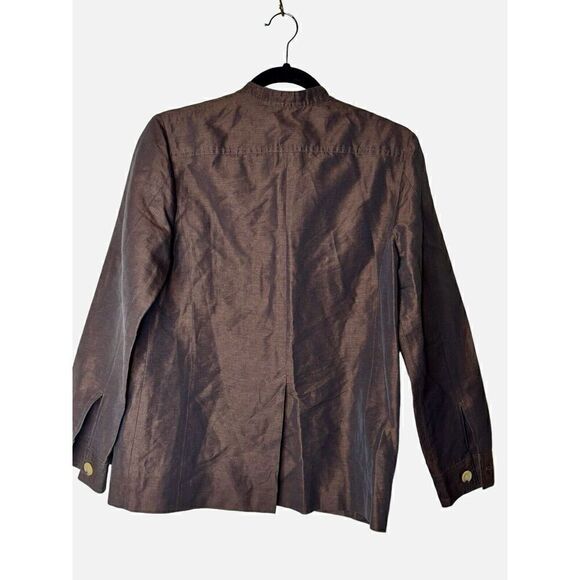 Banana Republic Jacket Women’s Brown Metallic Linen Blend Jacket Made In Italy 4 - Picture 3 of 4
